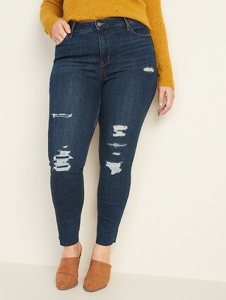 High-Waisted Distressed Rockstar Super Skinny Ankle Jeans for Women | Old Navy (CA)