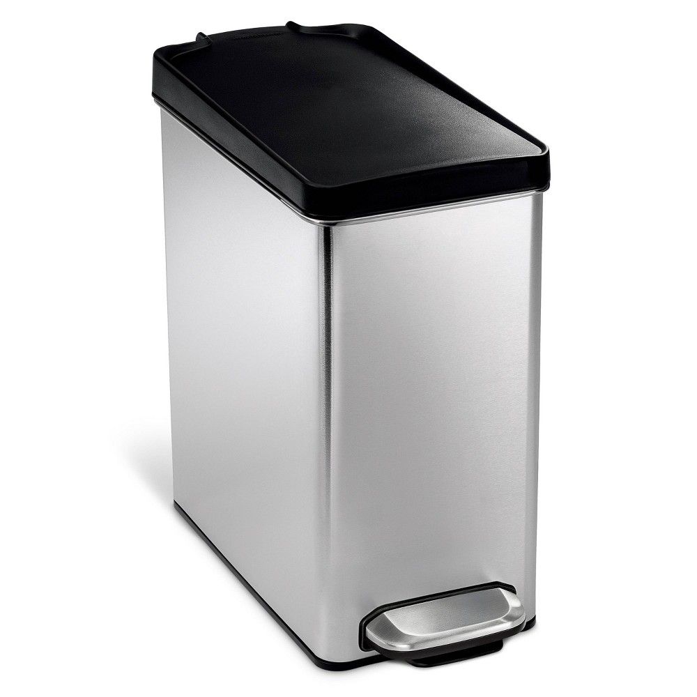 simplehuman 10L Step Trash Can - Brushed Stainless Steel with Black Plastic Lid | Target