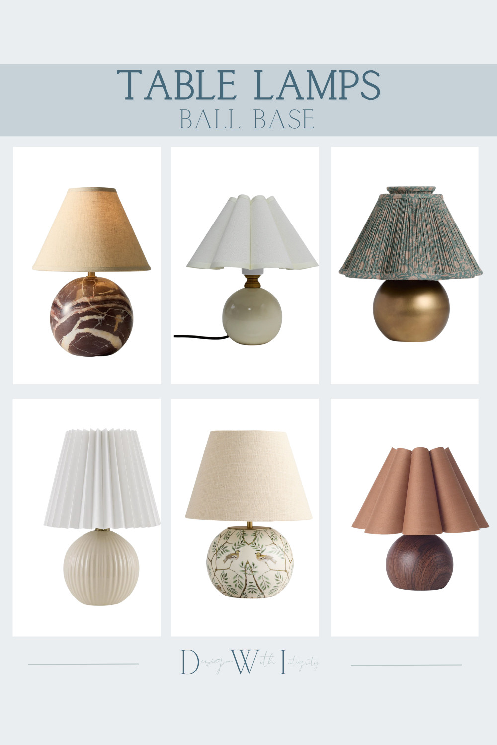 Ball base table lamps are a timeless lighting choice that blends softness with structure. This round-up features sculptural spherical bases paired with a mix of tailored and playful shades, creating a cohesive collection that feels curated rather than matchy. The consistent silhouette allows these lamps to work beautifully together while offering variation in material, color, and texture. Ideal for nightstands, consoles, and accent tables, these pieces add personality while maintaining balance. Shop the full round-up to find the ball base lamp that fits your space.

ball base table lamp, round table lamp, sculptural lighting, table lamp, accent lighting, bedroom lighting, living room lighting, statement lamp, layered lighting

#lightingdesign #tablelamps #statementlighting #interiordesigninspo #layeredlighting #accentdecor 

 #LTKHome
