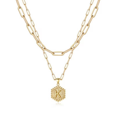 Turandoss 2PCS Gold Plated Initial Necklace for Women Girls - Layered Pendant Women Necklaces, Gold Jewelry, Birthday Easter Gifts, 14+2/18+2Inches, K | Target