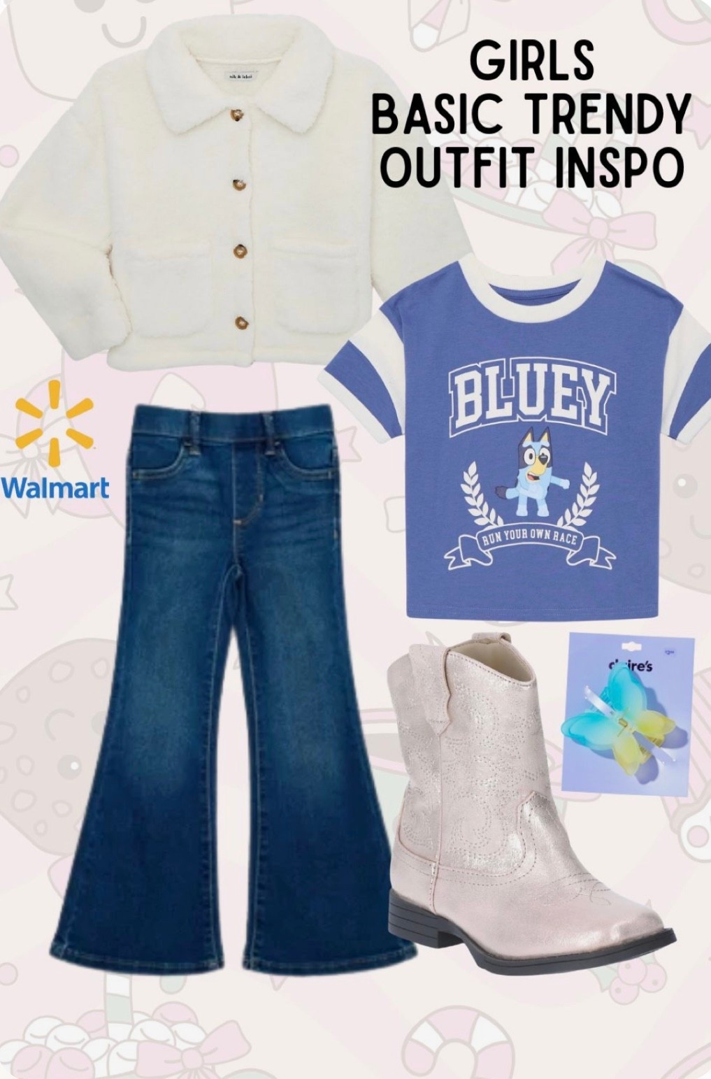 Cute little Bluey outfit from Black Friday 2025. All from Walmart, but not certain on stock status. 

#Bluey #Blueyoutfit #Girlsoutfitinspo #Girlswinterclothes 

#LTKSaleAlert #LTKKids #LTKootd