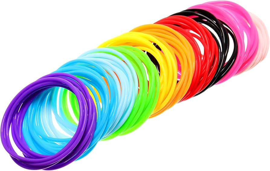 Hotop 100 Pcs 80s Multicolor Silicone Jelly Rubber Bracelets Hair Ties Women, Mixed Style, Random... | Amazon (US)