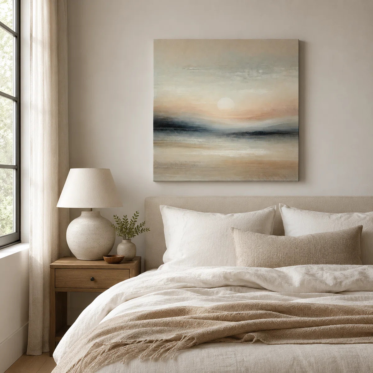 Tranquil Glow: Abstract Sunset Landscape Canvas Print | Wayfair North America