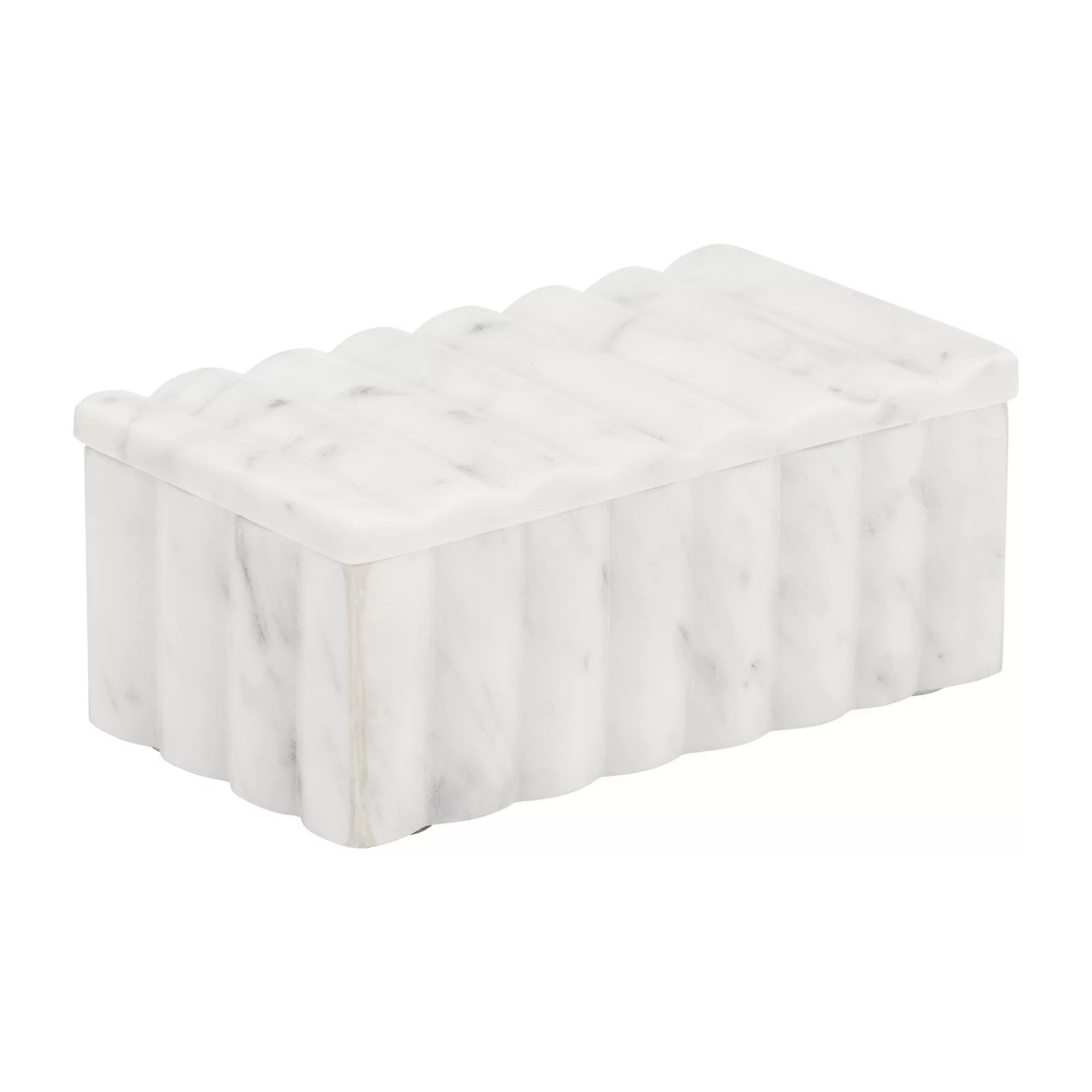White Marble Storage Box - Contemporary Ridged 7" X 3" Decorative Box With Lid For Home Or Office | Kohl's