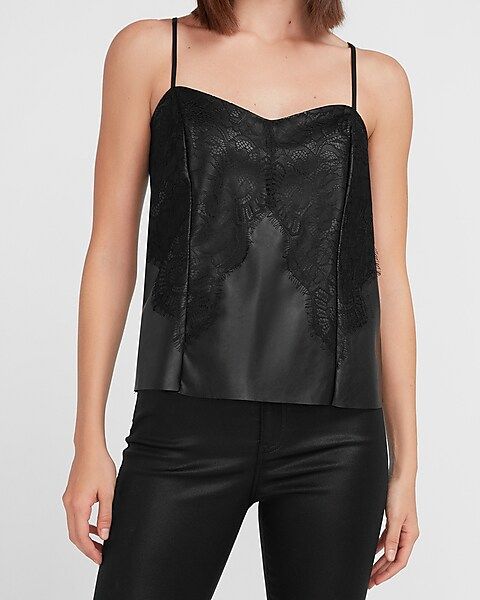 Faux Leather Lace Cami | Express