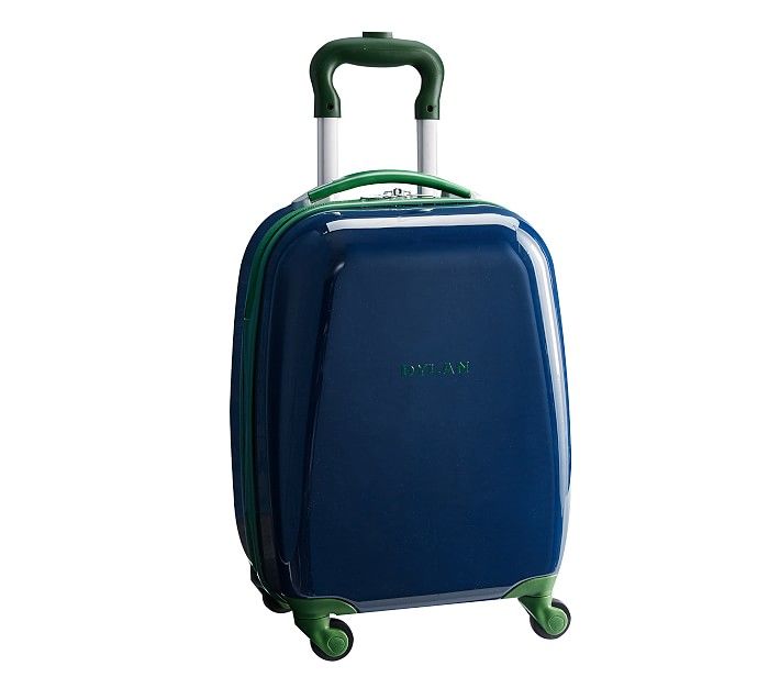 Mackenzie Navy Green Trim Solid Hard-Sided Luggage | Pottery Barn Kids