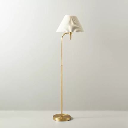 Pleated Shade Metal Floor Lamp Cream/Brass