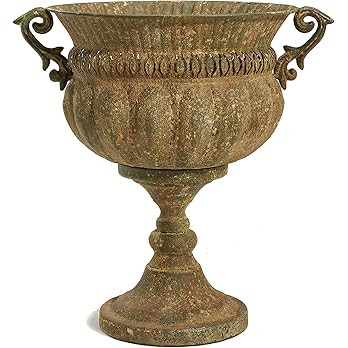 Worth Garden 18.5" H. Metal Urn Planters - Bronze Classic Antique Iron Plant Pots - Decorative Ru... | Amazon (US)