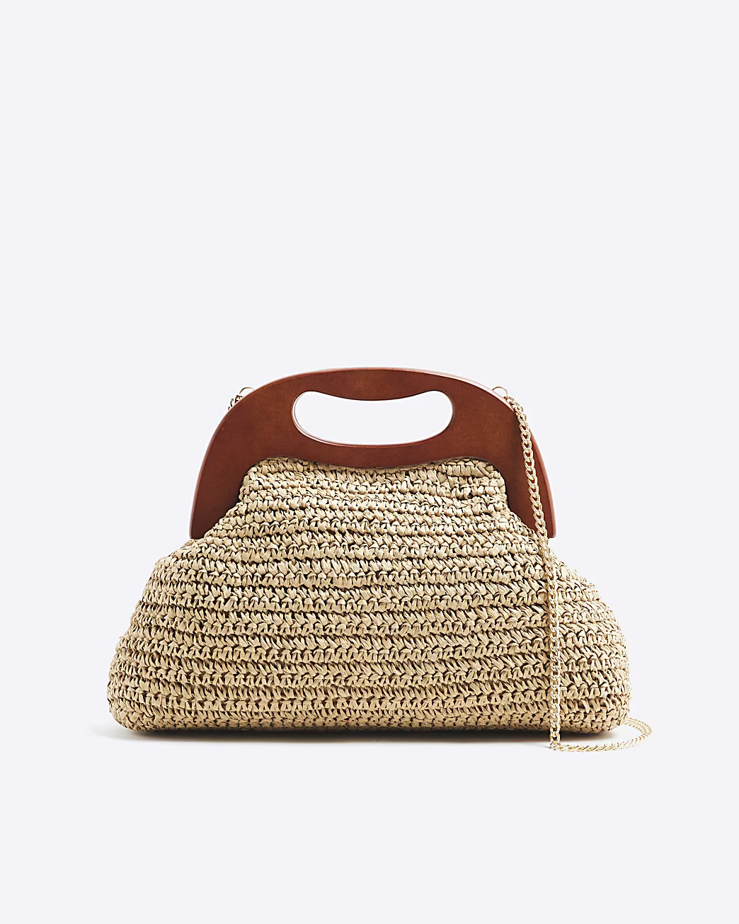 Beige Raffia Frame Clutch Bag | River Island UK & IE