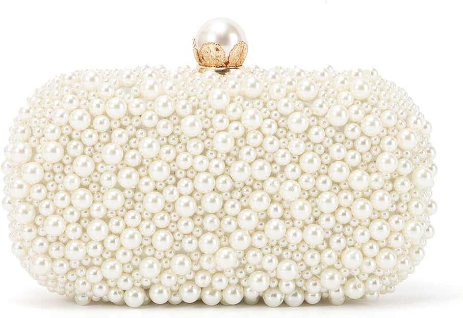 Emprier Women Pearl Evening Handbags Beaded Clutch Purses for Wedding Bridal Party Prom | Amazon (US)