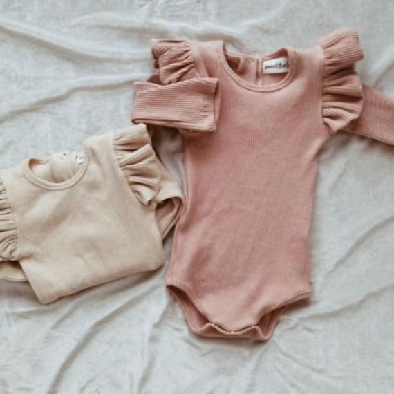 Baby Girls Rompers  Cute Long Sleeve Onesies With Long | Etsy | Etsy (US)