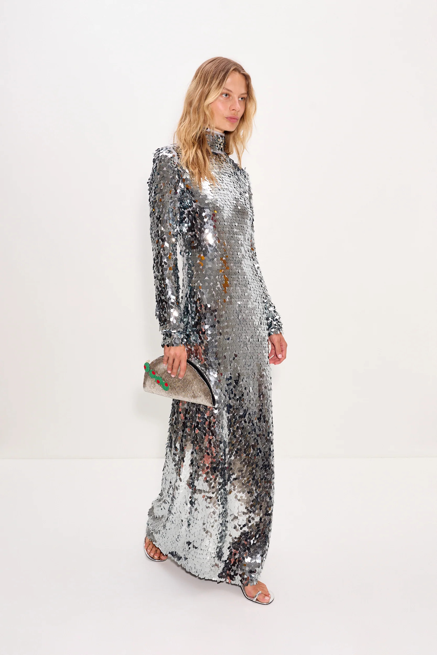 Sculpty Sequin Dress In Satellite Silver | Simon Miller