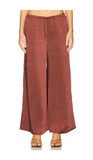 Nella Satin Wide Leg Pant in Choco Brown | Revolve Clothing (Global)