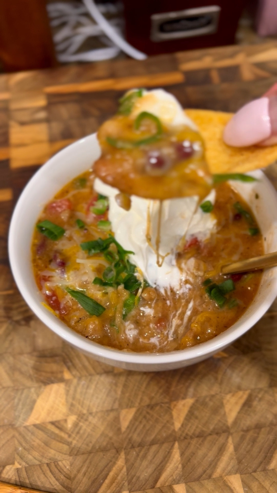Cheers to the perfect 👌🏾 bite 😋! During this Texas winter storm I decided to make my famous chili 🌶️. It’s easy to reheat and keeps belly’s full and warm!  

How do you like your chili 🌶️… with
 A.) Cornbread 
 B.) Fritos 

#LTKHome #LTKdayinmylife #LTKfoodie