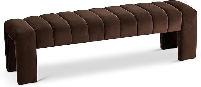 Meridian Furniture 443Brown Andaz Collection Modern | Contemporary Bench with Soft Brown Velvet, ... | Amazon (US)