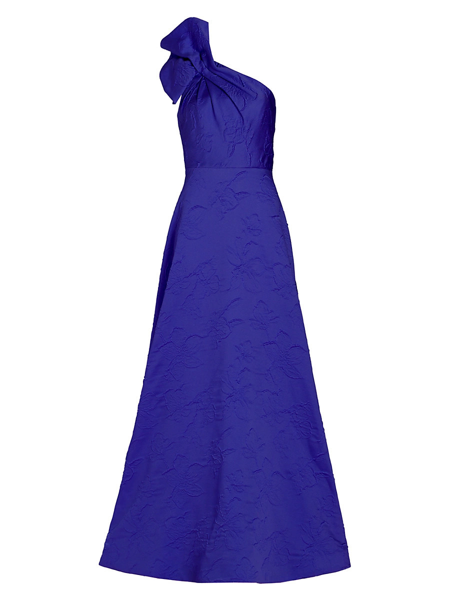 Women's Amira Jacquard One-Shoulder Gown - Midnight - Size 0 | Saks Fifth Avenue