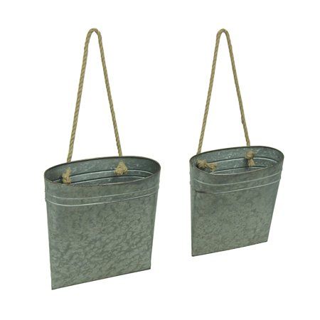 Galvanized Metal Hanging Basket Set of 2 Indoor/Outdoor Planters | Walmart (US)