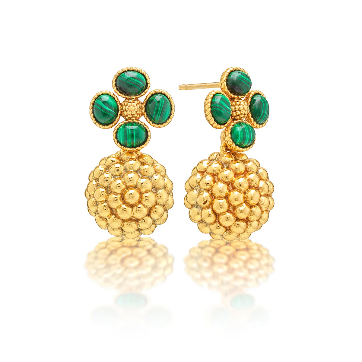 Berry Clover Drop Earrings in Malachite | Over The Moon