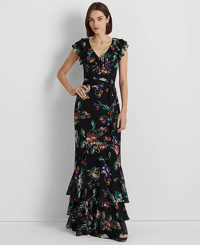 Lauren Ralph Lauren Women's Floral Crinkle Georgette Gown & Reviews - Dresses - Women - Macy's | Macys (US)