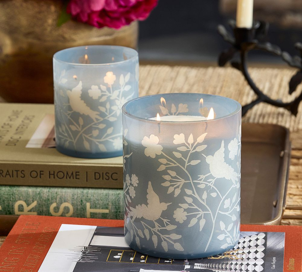 Etched Glass Candle - Framboise & Tangerine | Pottery Barn (US)