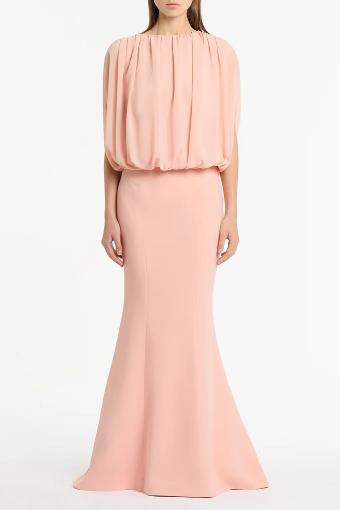 PALE ROSE GEORGETTE GATHERED CAPELET TOP | Carla Zampatti