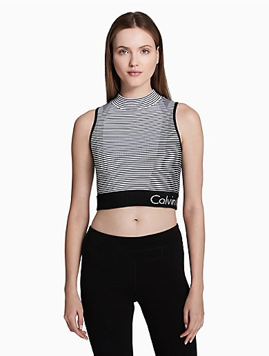 performance mock neck striped cropped top | Calvin Klein (US)