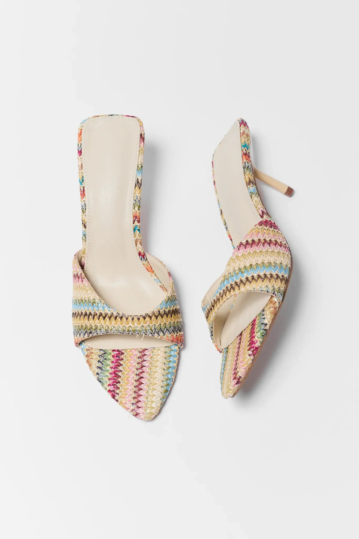 Julianna Multicolor Raffia Kitten Heels | Avara