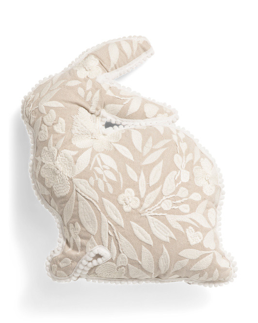 13x15 Embroidered Figural Floral Easter Bunny Pillow | TJ Maxx