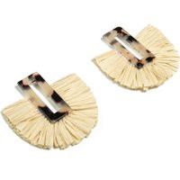 Acetate Acrylic Earring Charm With Single Layer Raffia - Tassels Fan Blonde Tortoise Shell Color Code A06 70x62x4mm Ac1628-A06 | Etsy (US)