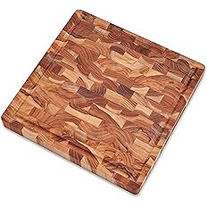 Weekolor, Square Butcher Block Cutting Board, Teak Wood End Grain, Thick Prep Station 14x14x1.5 i... | Amazon (US)