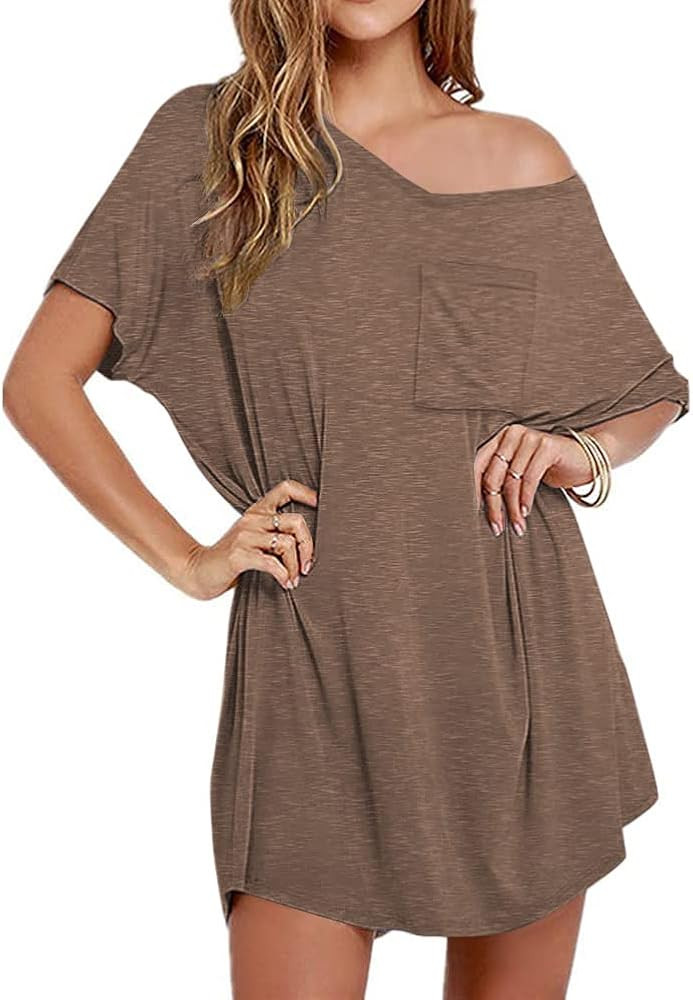 Ekouaer Womens Tshirt Nightgown Cotton V Neck Sleepshirts Comfy Casual Nightshirt for Women | Amazon (US)