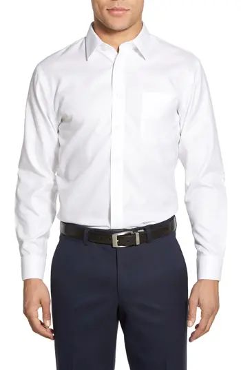 Men's Nordstrom Men's Shop Smartcare(TM) Trim Fit Herringbone Dress Shirt, Size 15 - 32/33 - White | Nordstrom
