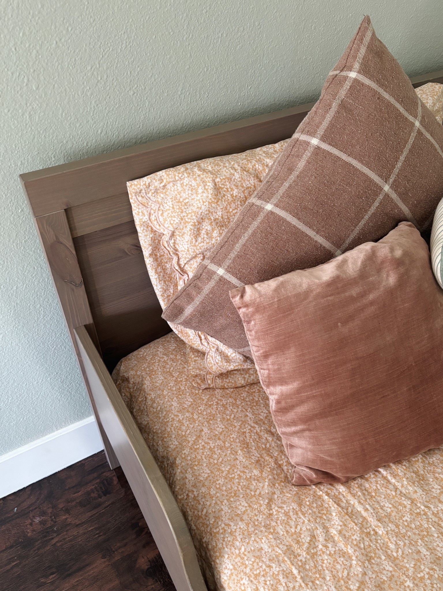 pink and yellow floral bedding for little girls room. Cottagecore with scalloped edges on the pillowcase. #littlegirlsroom 

 #LTKHome #LTKKids