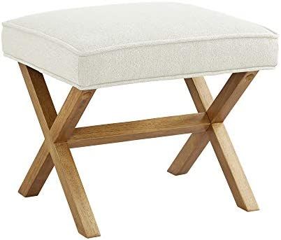 Amazon Brand – Rivet Mid-Century Modern X Stool Ottoman Chair, 20" W, Ivory | Amazon (US)