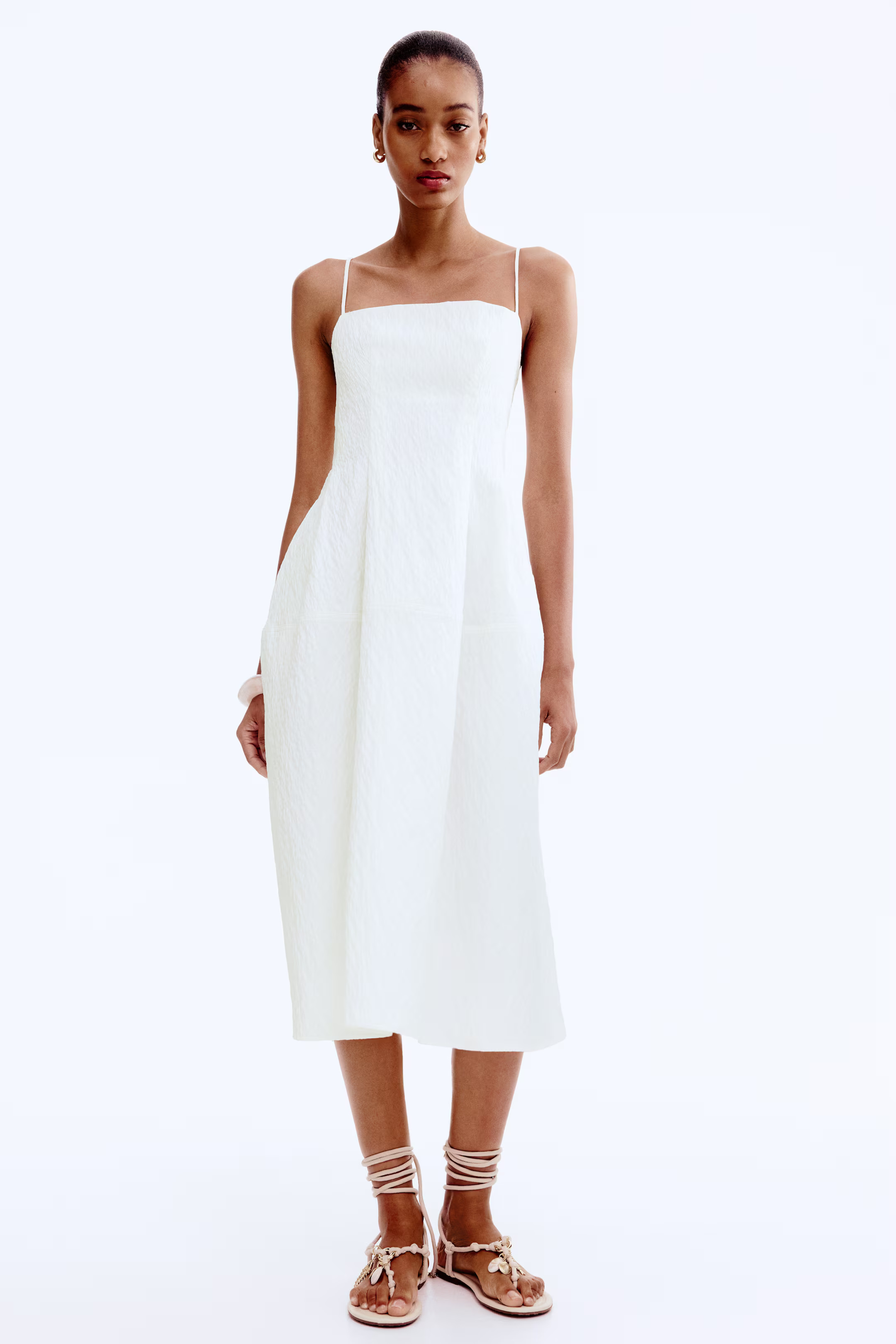 Jacquard-weave dress - White - Ladies | H&M GB | H&M (UK, MY, IN, SG, PH, TW, HK)