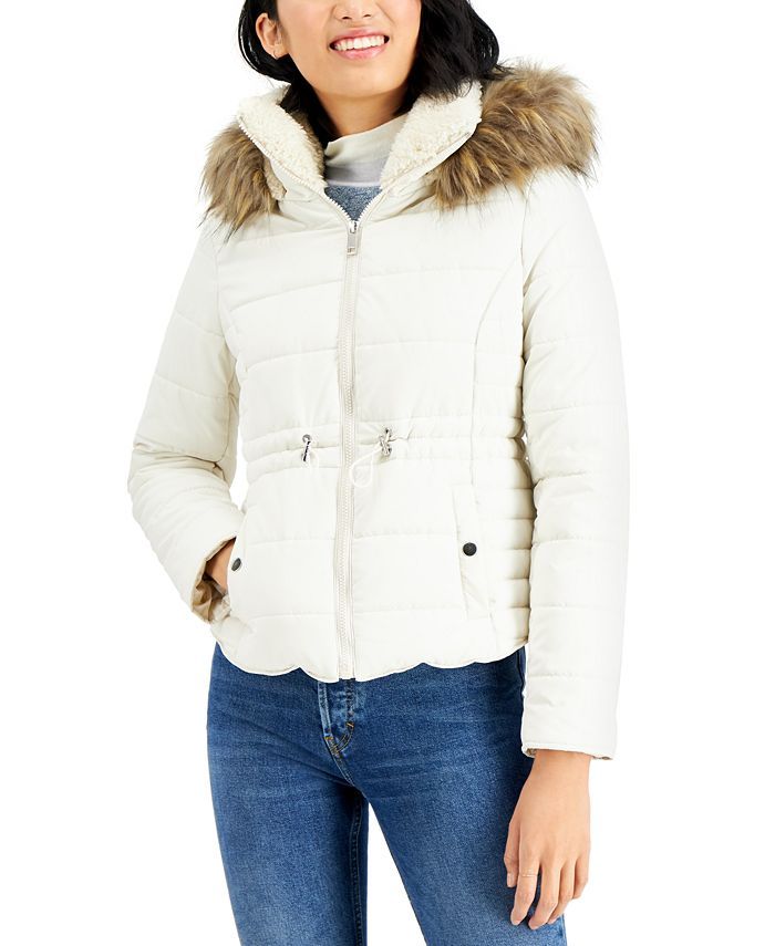 Maralyn & Me Juniors' Faux-Fur-Trim Hooded Puffer Coat & Reviews - Coats & Jackets - Women - Macy... | Macys (US)