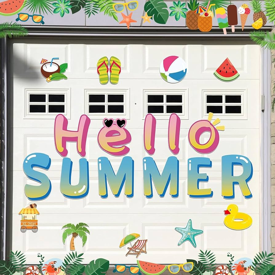 Ferraycle 20 Pcs Summer Garage Door Magnets Large Hello Summer Garage Door Decorations Holiday Ma... | Amazon (US)
