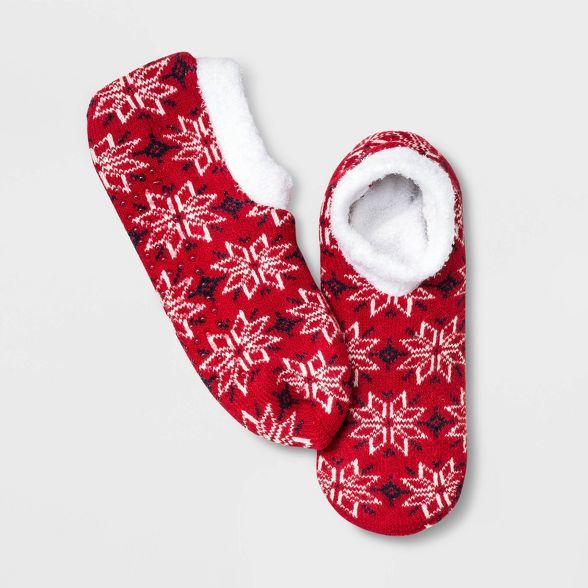 Women's Holiday Double Lined Cozy Booties - A New Day™ Red 4-10 | Target