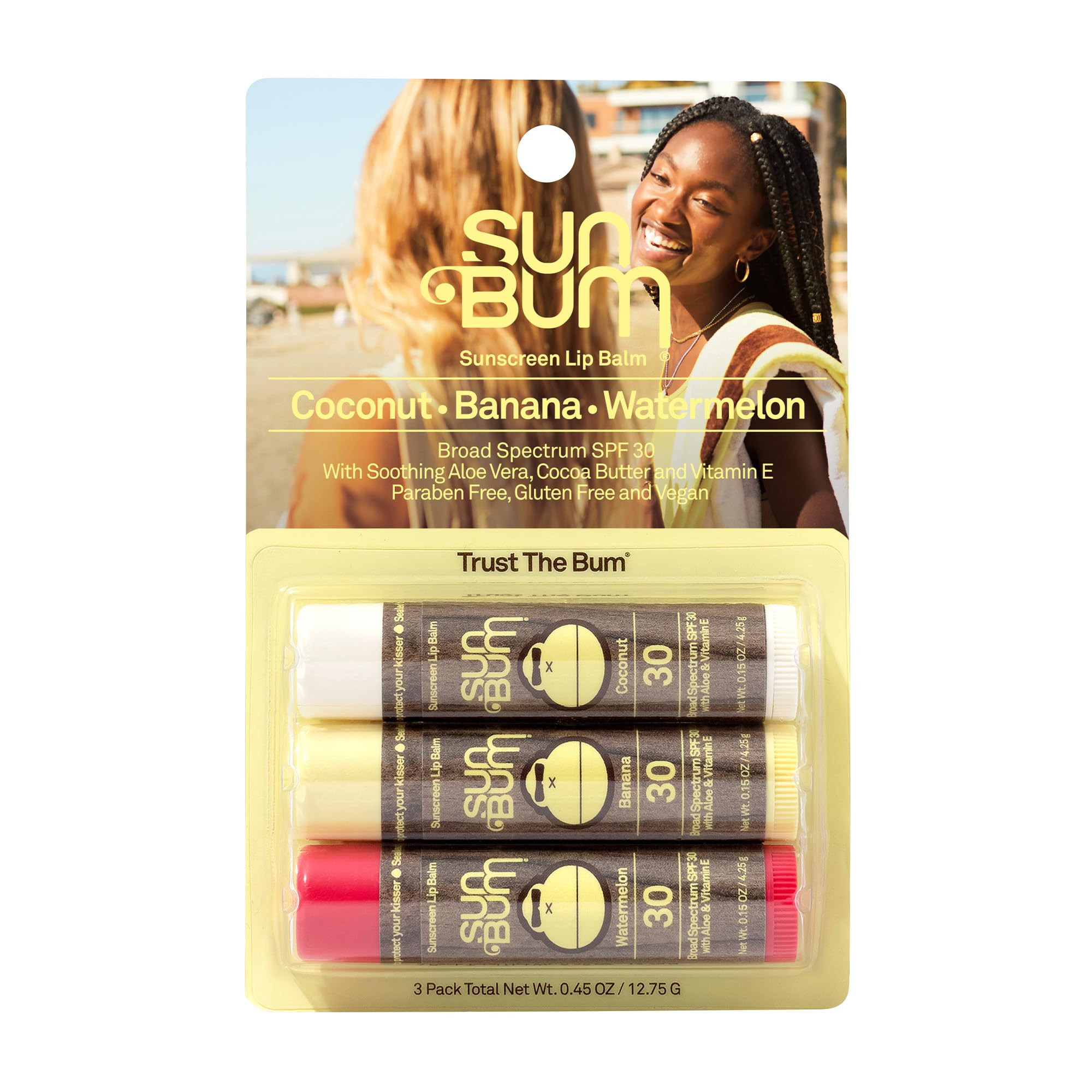 Sun Bum SPF 30 Sunscreen Lip Balm 3 Flavor Variety Pack - Coconut, Banana, Watermelon - Moisturiz... | Amazon (US)