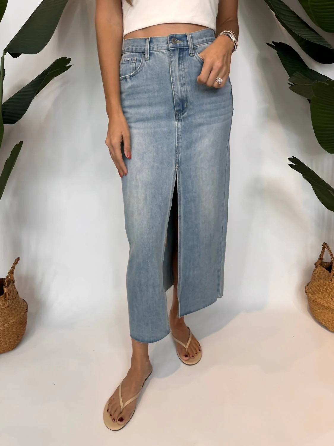 Denim Skirt In Light Denim | Shop Simon