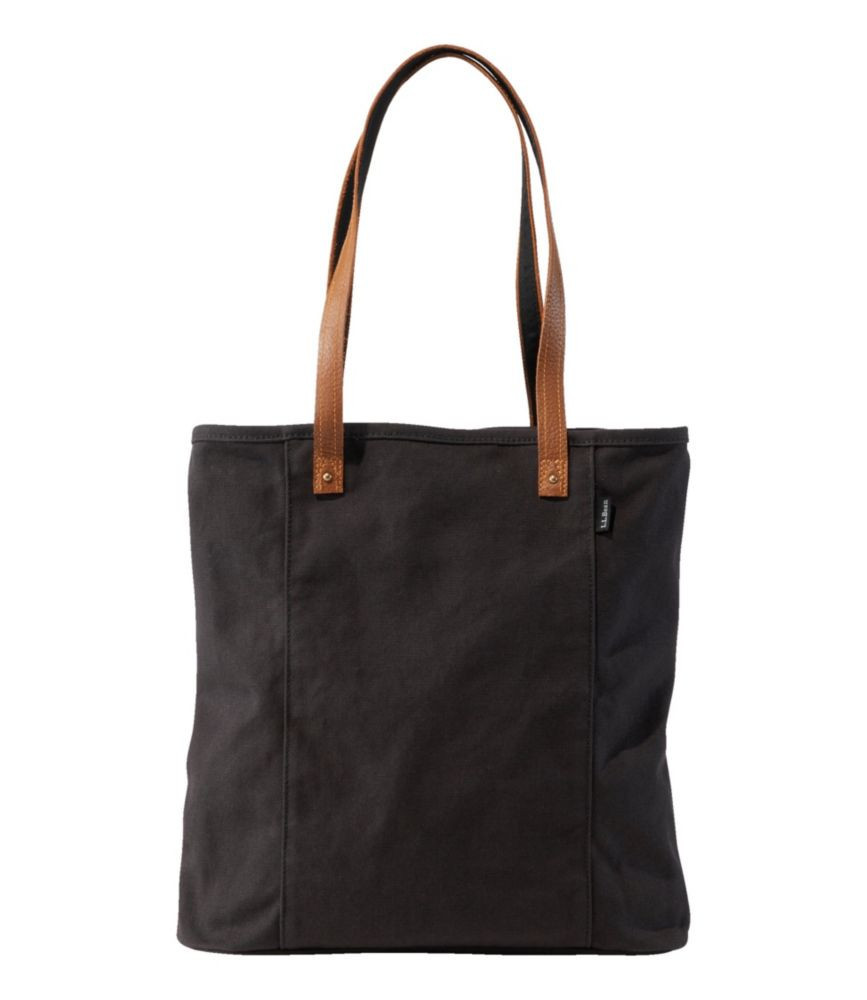 Leather-Handle Essential Tote Bag Black, Canvas Cotton/Leather L.L.Bean | L.L. Bean