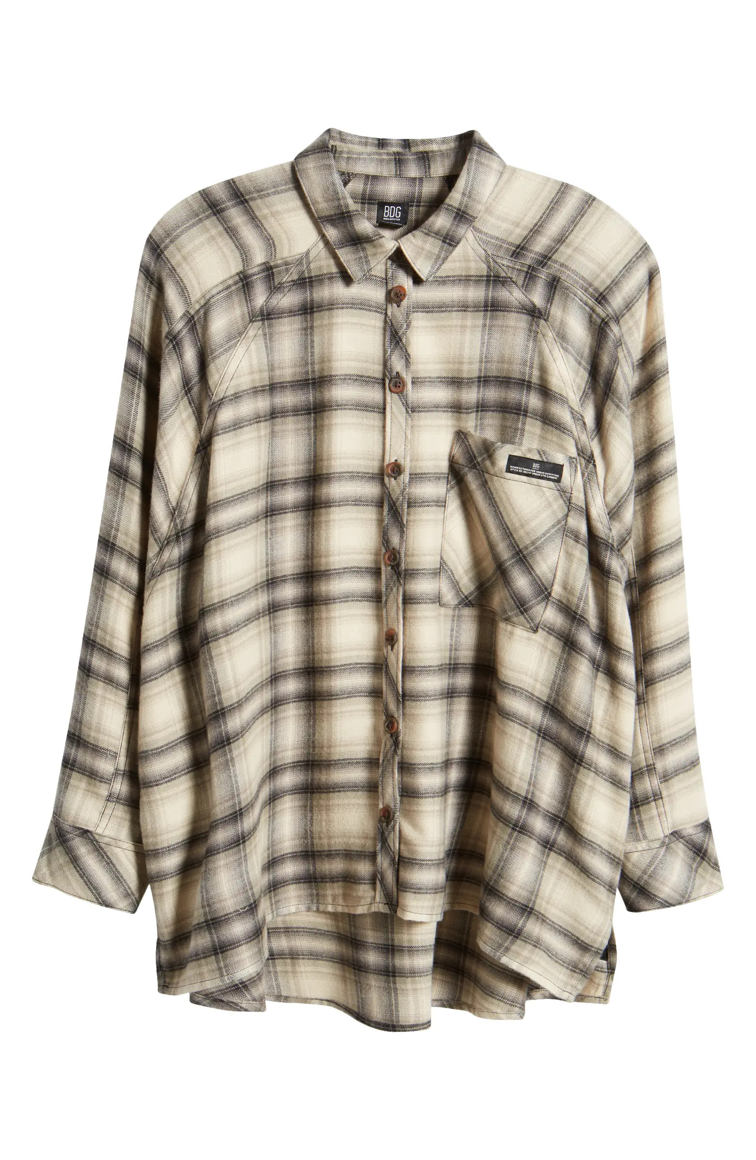 BDG Urban Outfitters Brendon Plaid High-Low Hem Button-Up Shirt | Nordstrom | Nordstrom