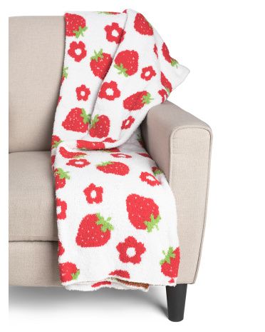 Oversized Strawberry Feather Yarn Throw | Pillows & Decor | Marshalls | Marshalls