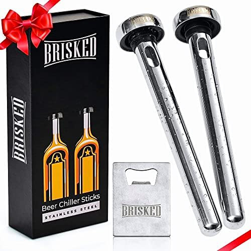 Beer Chiller Sticks for Bottles Set | 2 Stainless Steel Cooling Chillers for Chubby Bottles | Chr... | Amazon (US)