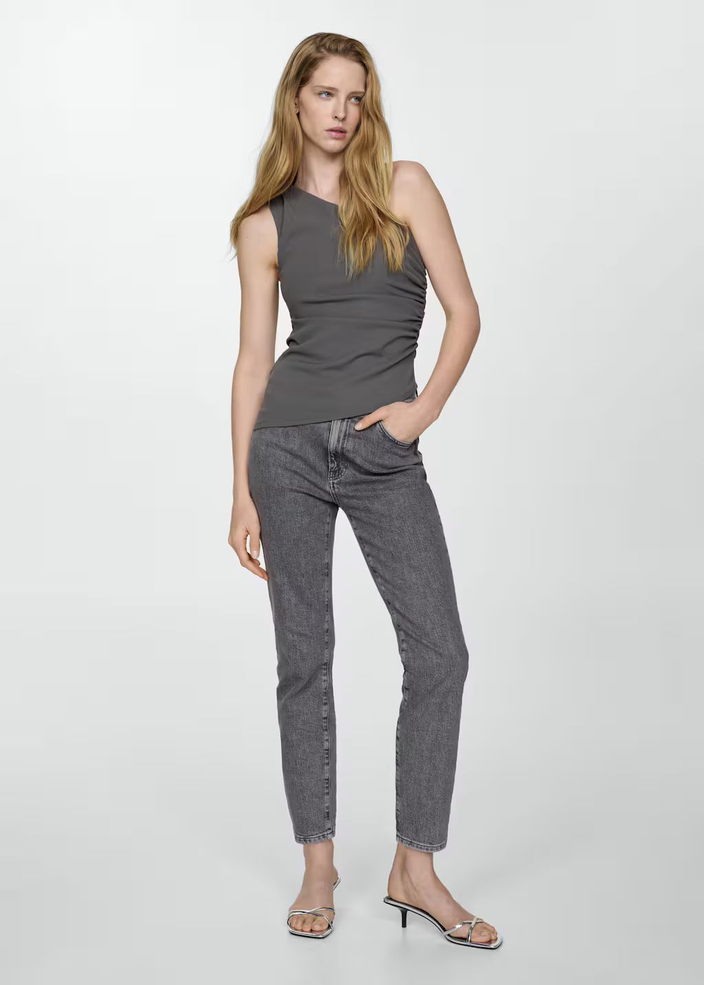 Waxed slim crop jeans | MANGO (US)