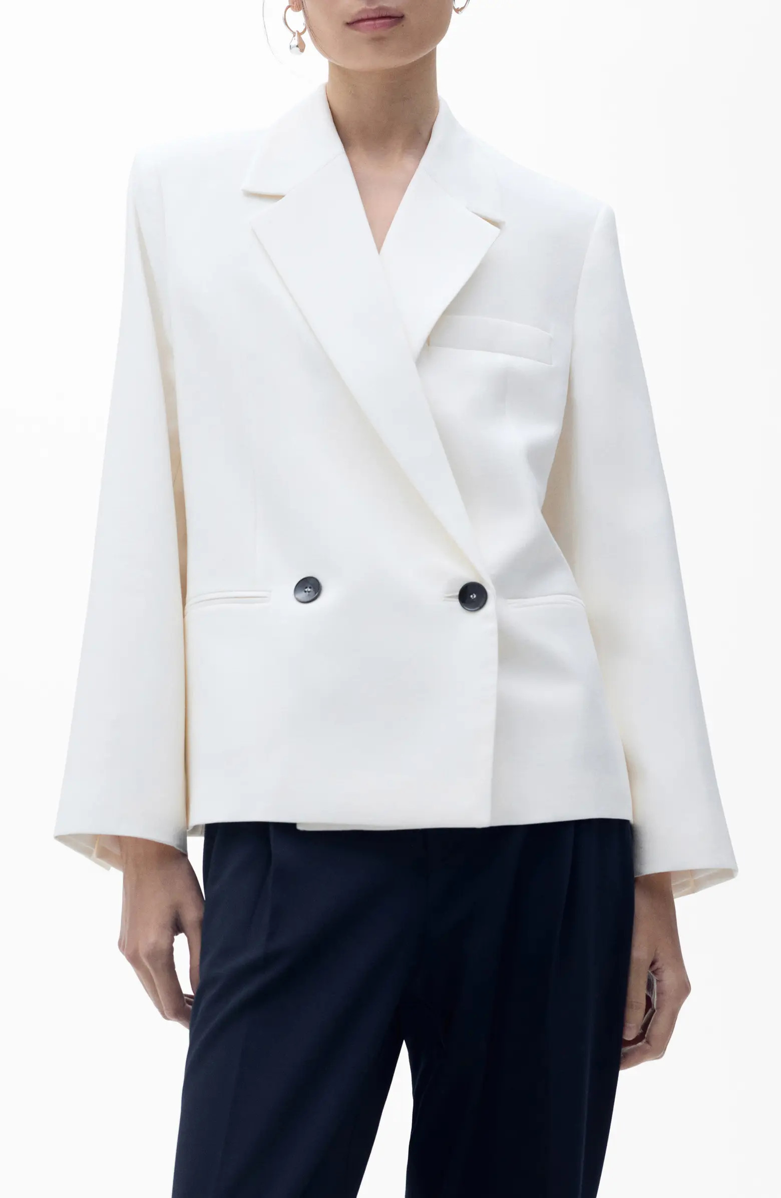 MANGO Contrasting Double Breasted Blazer | Nordstrom | Nordstrom