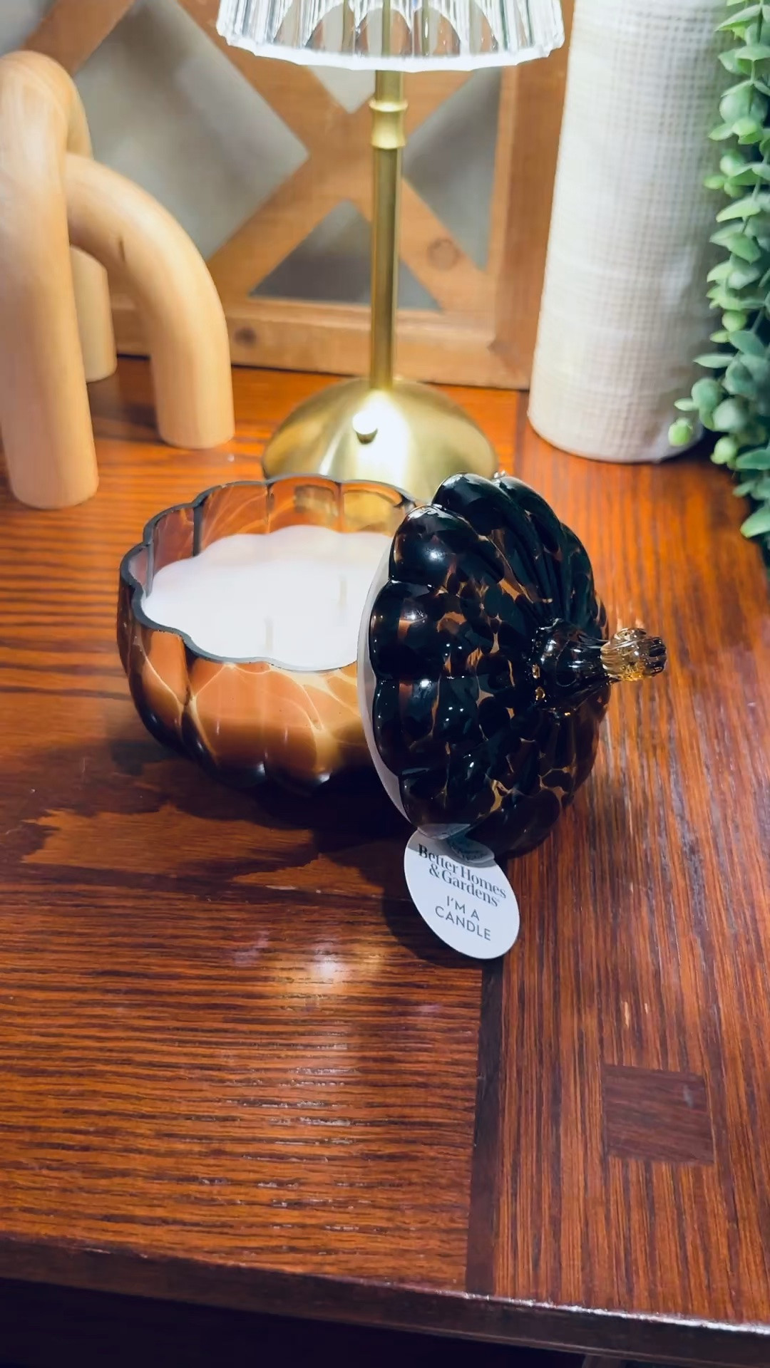 Not only does this Walmart candle smell so good, I LOVE the look of the tortoise shell design! Someone tell me… how soon can I decorate for fall?! 

 