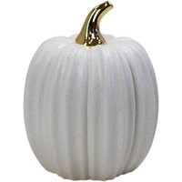 Four Candle 17cm White Ceramic Pumpkin Ornament with Gold Stem | Debenhams UK