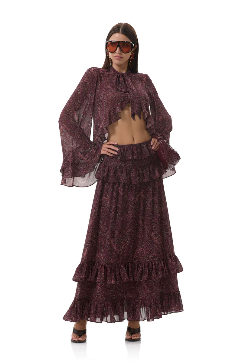 Pierre Skirt - Chocolate Paisley | ShopAFRM