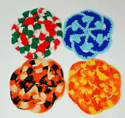 Set of 4 Vintage 1960s Bright Colored Crocheted Hot Pads Potholders | eBay US